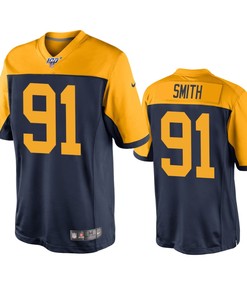 Green Bay Packers Preston Smith Navy 100th Season Throwback Jersey - Robokeg