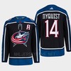 Gustav Nyquist 14 Reverse Retro 2.0 2022 Columbus Blue Jackets Navy Jersey Primegreen - Robokeg