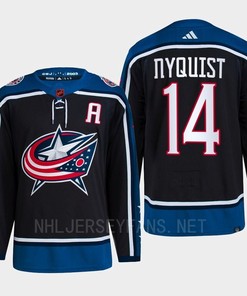 Gustav Nyquist 14 Reverse Retro 2.0 2022 Columbus Blue Jackets Navy Jersey Primegreen - Robokeg