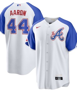Hank Aaron 44 Jersey, Atlanta Braves 2023 City Connect Men Jersey - White - Robokeg