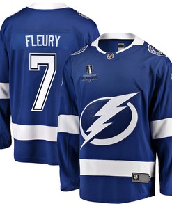 Haydn Fleury 7 Tampa Bay Lightning Stanley Cup 2023 Playoffs Patch Home Breakaway Men Jersey - Blue - Robokeg