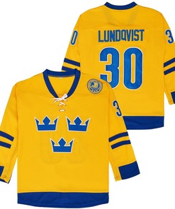 Henrik Lundquist #30 Nhl Ice Hockey Team Logo Sweden Team World Cup Jersey For Lundquist Fans - Robokeg