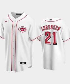Home Reds 21 Michael Lorenzen White Jersey - Robokeg