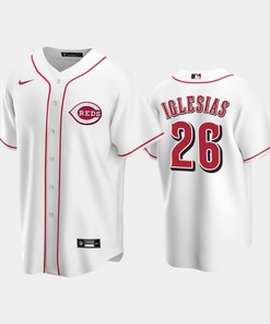 Home Reds 26 Raisel Iglesias White Jersey - Robokeg