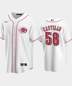 Home Reds 58 Luis Castillo White Jersey - Robokeg
