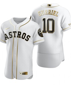 Houston Astros #10 Yuli Gurriel Mlb Golden Brandedition White Jersey Gift For Astros Fans - Robokeg