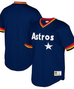 Houston Astros Mitchell And Ness Big And Tall Cooperstown Collection Mesh Wordmark V-neck Jersey - Navy - Robokeg