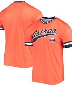Houston Astros Stitches Cooperstown Collection V-neck Team Color Jersey - Orange/navy Mlb - Robokeg