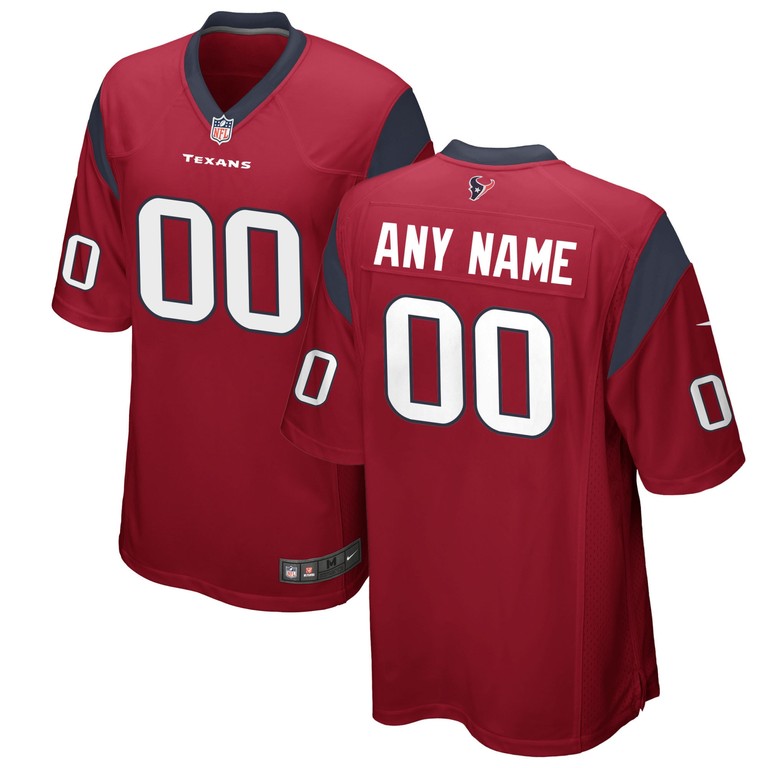 Houston Texans Alternate Custom Game Jersey Red Custom Jerseys Nfl - Robokeg