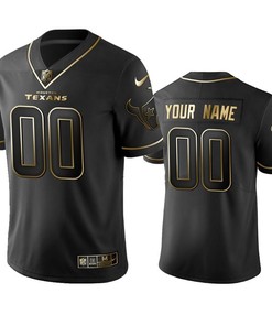 Houston Texans Custom Black Golden Brandedition Nfl 100 Year Anniversary Mens Jersey - Robokeg