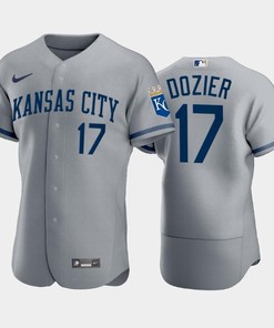 Hunter Dozier 17 Kansas City Royals 2022-23 Gray Men's Jersey - Robokeg