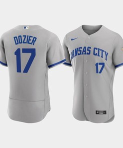 Hunter Dozier 17 Kansas City Royals Men's 2022-23 Road Jersey - Gray Jersey - Robokeg