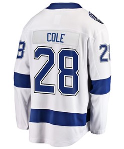 Ian Cole 28 Tampa Bay Lightning Stanley Cup 2023 Playoffs Patch Away Breakaway Men Jersey - White - Robokeg
