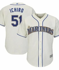 Ichiro Suzuki Seattle Mariners Official Cool Base Player Jersey - Cream - Robokeg