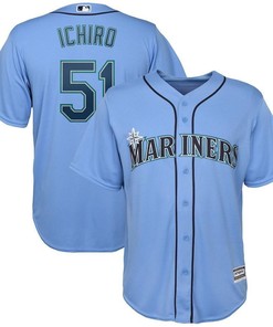 Ichiro Suzuki Seattle Mariners Official Cool Base Player Jersey - Light Blue - Robokeg