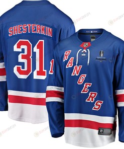 Igor Shesterkin 31 New York Rangers Stanley Cup 2023 Playoffs Patch Home Breakaway Men Jersey - Blue - Robokeg