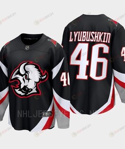 Ilya Lyubushkin 46 Buffalo Sabres 2022-23 Goathead Third Premier Breakaway Player Black Jersey - Robokeg