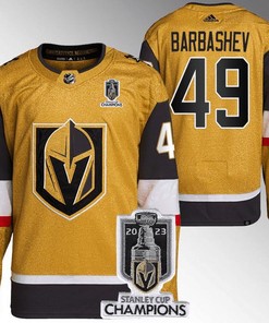 Ivan Barbashev 49 Vegas Golden Knights 2023 Stanley Cup Champions Patch Breakaway Home Jersey - Gold - Robokeg