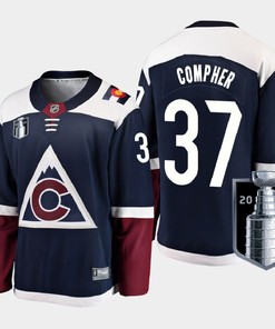 J.T. Compher 37 Colorado Avalanche 2022 Stanley Cup Finals Navy Jersey Alternate - Robokeg