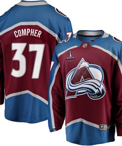 J.T. Compher 37 Colorado Avalanche Stanley Cup 2023 Playoffs Patch Home Breakaway Men Jersey - Burgundy - Robokeg