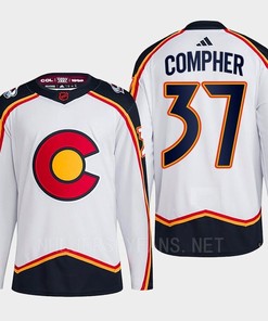 J.T. Compher 37 Reverse Retro 2.0 2022 Colorado Avalanche White Jersey Primegreen - Robokeg
