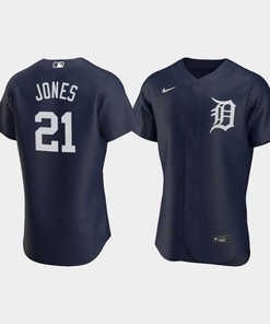 JaCoby Jones 21 Detroit Tigers Team Logo Navy Alternate Jersey - Robokeg