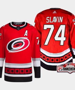 Jaccob Slavin 74 Carolina Hurricanes Red Jersey 2022-23 Third 25th Anniversary - Robokeg