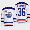Jack Campbell 36 Edmonton Oilers White Jersey 2022 Lee Ryan Hall Of Fame Patch Away - Robokeg