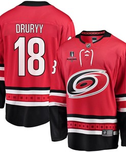 Jack Drury 18 Carolina Hurricanes Stanley Cup 2023 Playoffs Patch Home Breakaway Men Jersey - Red - Robokeg