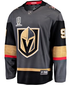 Jack Eichel 9 Vegas Golden Knights 2023 Stanley Cup Champions Patch Alternate Breakaway Jersey - Black - Robokeg