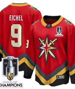 Jack Eichel 9 Vegas Golden Knights 2023 Stanley Cup Champions Patch Reverse Editon Jersey - Red - Robokeg