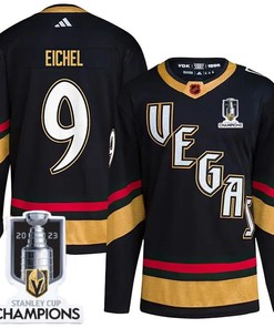 Jack Eichel 9 Vegas Golden Knights 2023 Stanley Cup Champions Patch Special Edition 2.0 Breakaway Jersey - Black - Robokeg