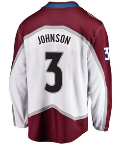 Jack Johnson 3 Colorado Avalanche Stanley Cup 2023 Playoffs Patch Away Breakaway Men Jersey - White - Robokeg
