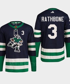 Jack Rathbone 3 Reverse Retro 2.0 2022 Vancouver Canucks Navy Jersey Primegreen - Robokeg