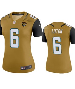 Jacksonville Jaguars Jake Luton Gold Color Rush Legend Jersey - Womens - Robokeg