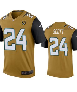 Jacksonville Jaguars Josiah Scott Bold Gold Color Rush Legend Jersey - Robokeg
