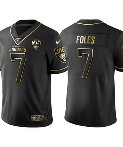 Jacksonville Jaguars Nick Foles 25th Anniversary Black Gold Logo Jersey - Robokeg