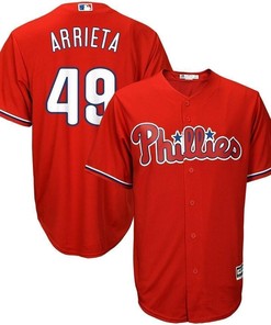 Jake Arrieta Philadelphia Phillies Fashion Official Cool Base Player Jersey - Scarlet - Robokeg
