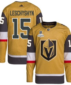 Jake Leschyshyn 15 Vegas Golden Knights Stanley Cup 2023 Champions Patch Home Breakaway Men Jersey - Gold - Robokeg