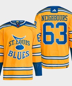 Jake Neighbours 63 Reverse Retro 2.0 2022 St. Louis Blues Yellow Jersey Primegreen - Robokeg