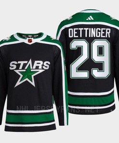 Jake Oettinger 29 Reverse Retro 2.0 2022 Dallas Stars Black Jersey Pro Primegreen - Robokeg
