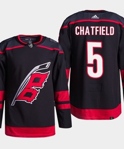 Jalen Chatfield 5 Carolina Hurricanes Black Jersey Primegreen Alternate - Robokeg