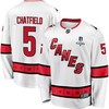 Jalen Chatfield 5 Carolina Hurricanes Stanley Cup 2023 Playoffs Patch Away Breakaway Men Jersey - White - Robokeg