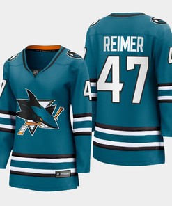 James Reimer 47 San Jose Sharks 2022-23 Home Women Premier Breakaway Jersey Teal - Robokeg