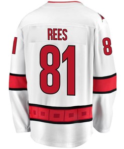 Jamieson Rees 81 Carolina Hurricanes Stanley Cup 2023 Playoffs Patch Away Breakaway Men Jersey - White - Robokeg