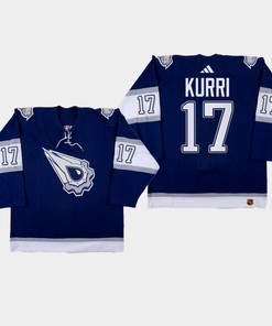 Jari Kurri 17 Edmonton Oilers 2022-23 Reverse Retro 2.0 Navy Jersey - Robokeg