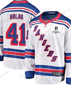 Jaroslav Halak 41 New York Rangers Stanley Cup 2023 Playoffs Patch Away Breakaway Men Jersey - White - Robokeg