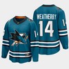 Jasper Weatherby 14 San Jose Sharks 2022-23 Home The Evolve Teal Jersey - Robokeg