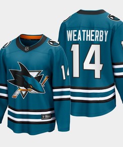 Jasper Weatherby 14 San Jose Sharks 2022-23 Home The Evolve Teal Jersey - Robokeg