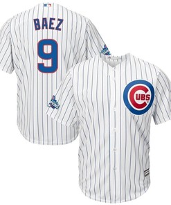 Javier Baez Chicago Cubs Home 2016 World Series Champions Team Logo Patch Player Jersey - White - Robokeg